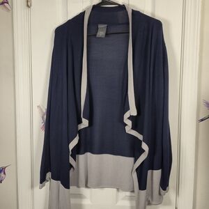 Covington Navy & Grey Waterfall Drape Cardigan Size L